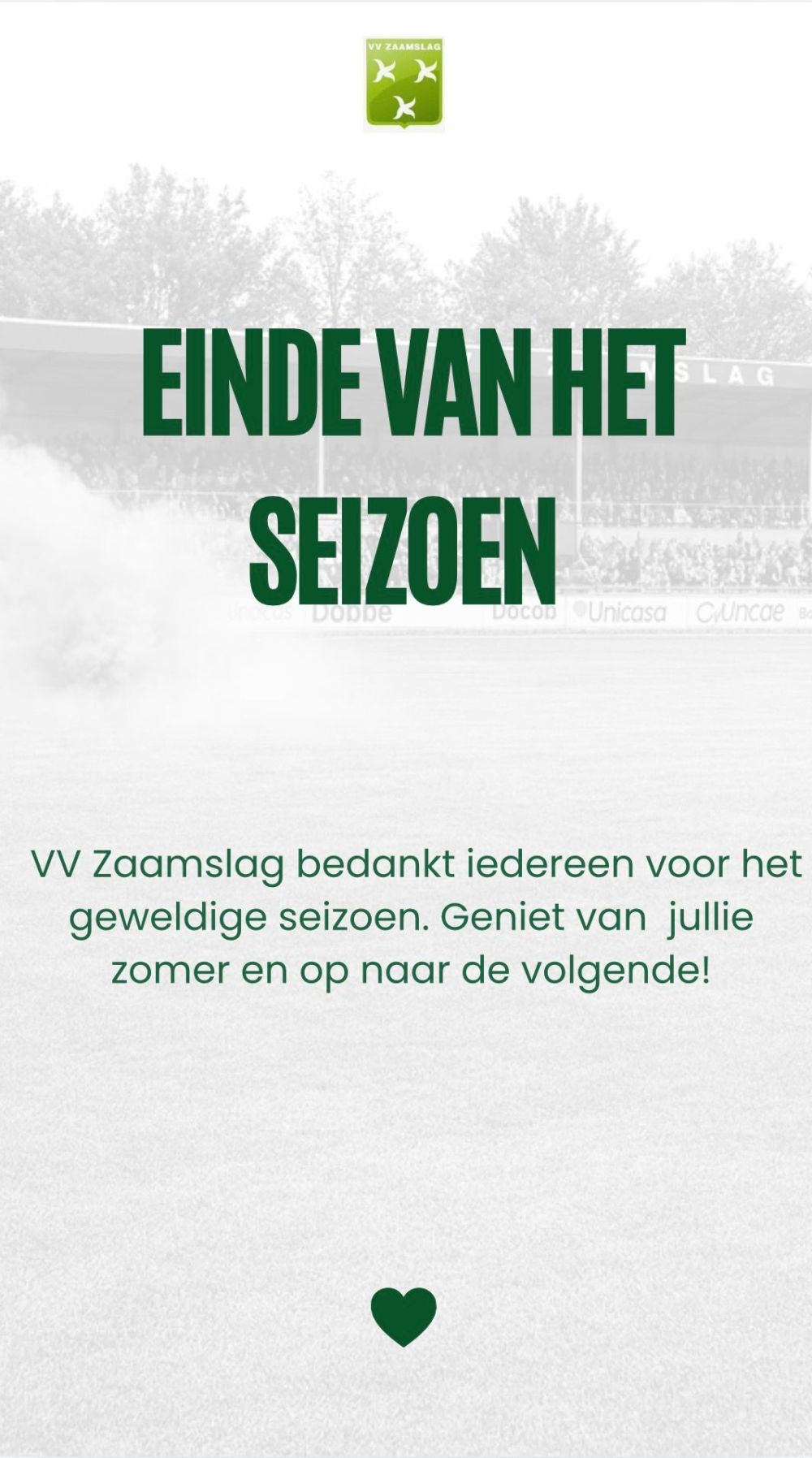 Einde van het seizoen/ lidmaatschap